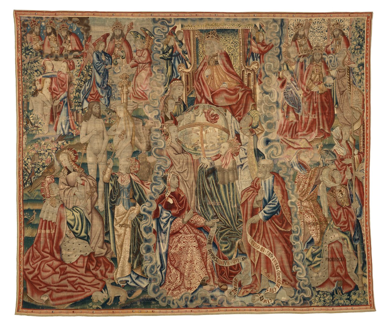 Kuvakudos, osa maailman luomista kuvaavaa Credo-kuvakudosta, valmistettu Brysselissä, Belgiassa, n. 1500-10 (villa) tekijältä Belgian School