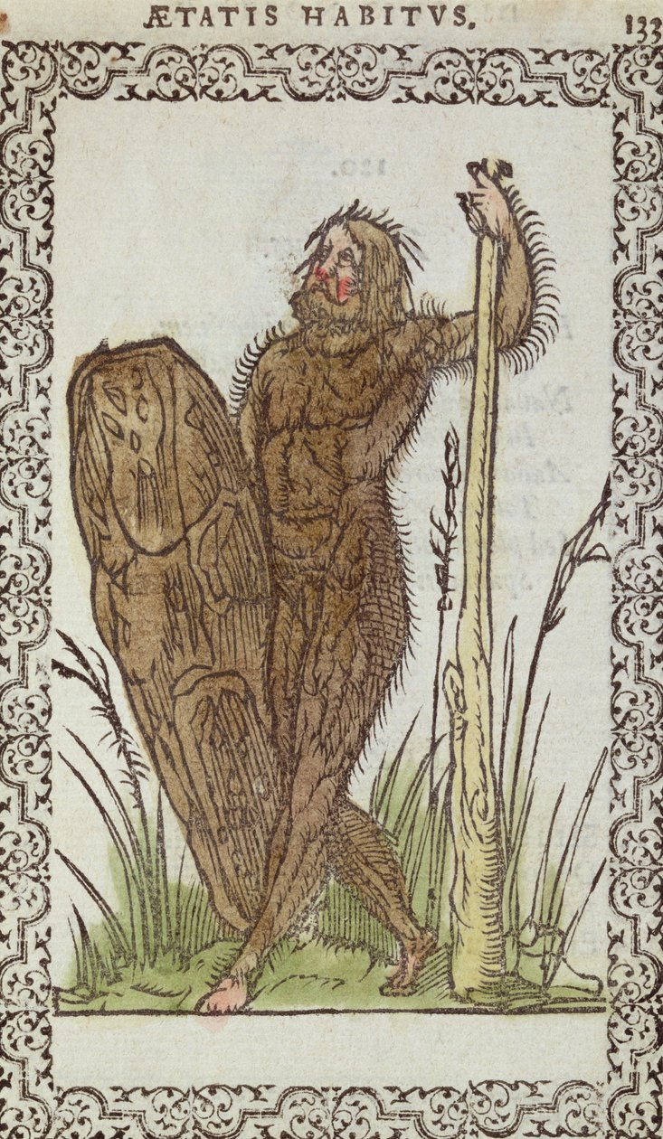 Villi mies, kuvitus Jean Sluperjin teoksesta Lähes kaikkien kansakuntien ja nykyisten kansakuntien tottumukset ja muotokuvat, Antwerpen, 1572 (väripuupiirros) tekijältä Belgian School