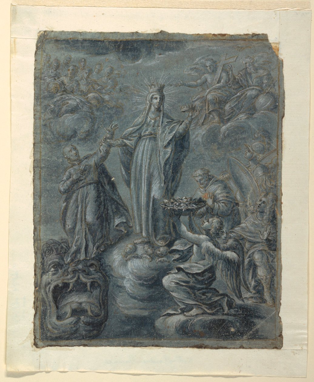 Piirustus, Recto: Neitsyt Marian kruunajaiset, n. 1630. tekijältä Belisario Corenzio