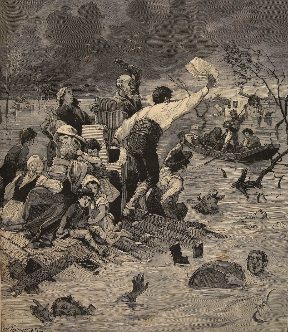 Tulvat Consuegrassa, Espanjassa, "Le Petit Parisien", 27. syyskuuta 1891 tekijältä Beltrand and Clair Guyot, E. Dete