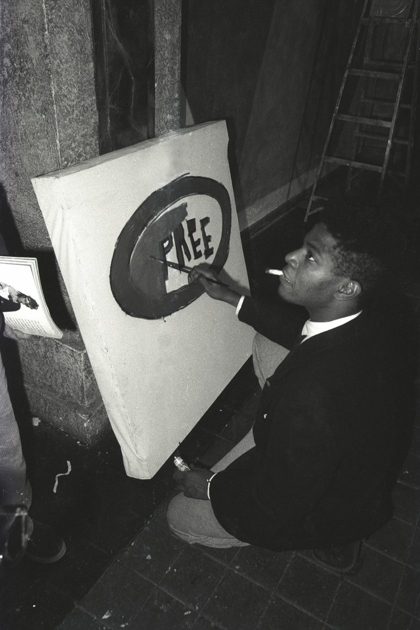 Jean-Michael Basquiatin maalaus "Pree" New Yorkin Area-keskuksessa. tekijältä Ben Buchanan