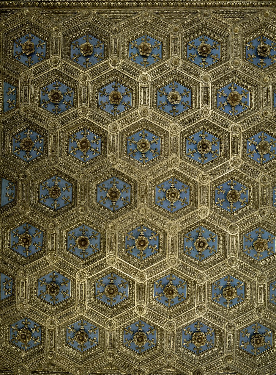 Sala dei Giglin kattokoriste tekijältä Benedetto da Maiano