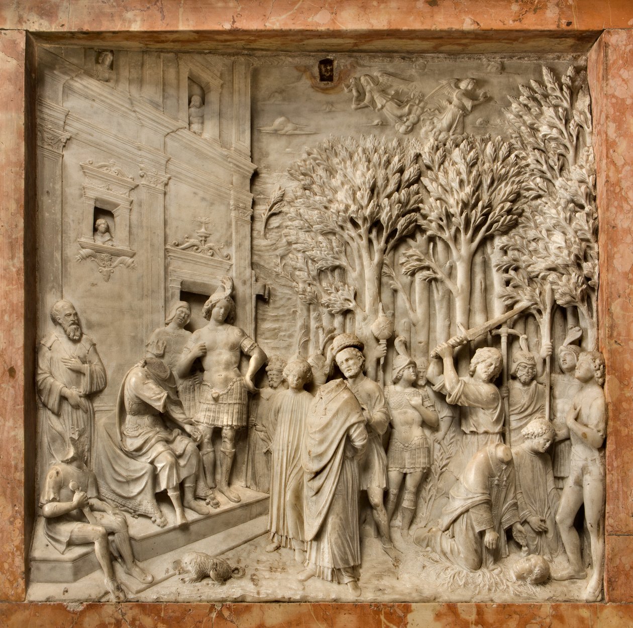 Krypta, Pyhien Marcellinuksen ja Pietarin arkki Eksorkisti, Benedetto Briosco 1506-08, Pyhien Marcellinuksen ja Pietarin mestaaminen. tekijältä Benedetto Briosco