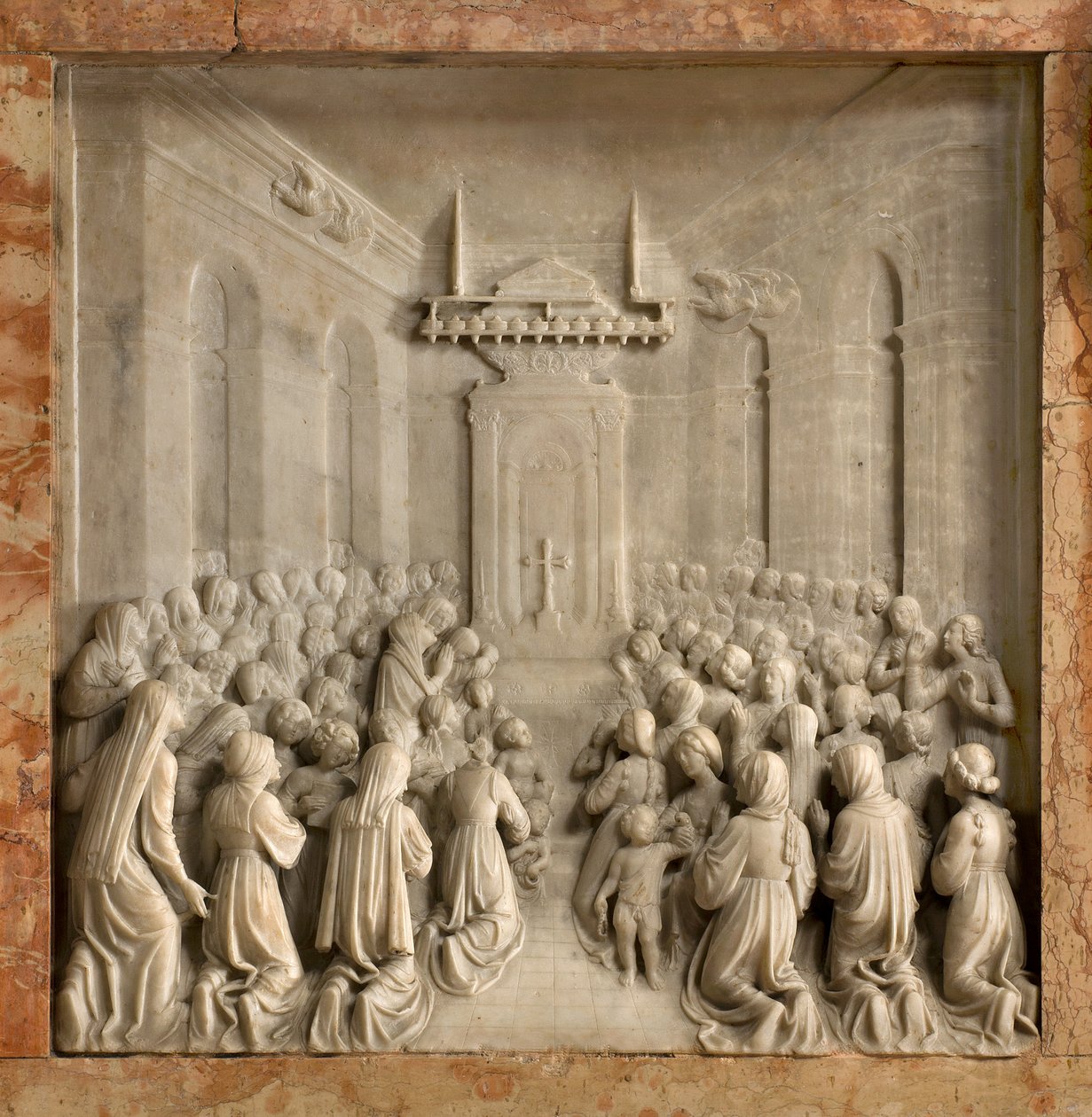 Crypt, pyhien Marcellinuksen arkki ja Pietari Exorcist, Benedict Briosco 1506-08, Miracle of Doves tekijältä Benedetto Briosco