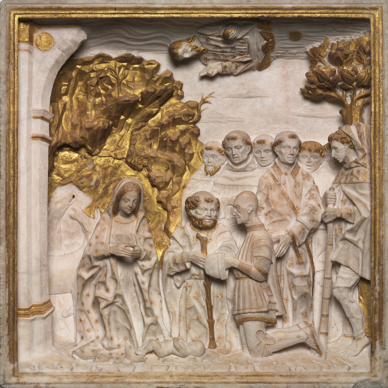Pier Francesco Visconti, Saliceton tuomioistuin, Kristus-lapsen palvominen, n. 1484 tekijältä Benedetto Briosco