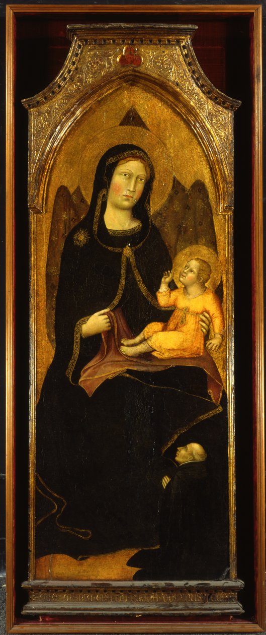 Madonna ja lapsi luovuttajan kanssa, paneeli SS:n alttarilta. Domenico e Giacomo, Bevagna, 1416 tekijältä Benedetto di Bindo