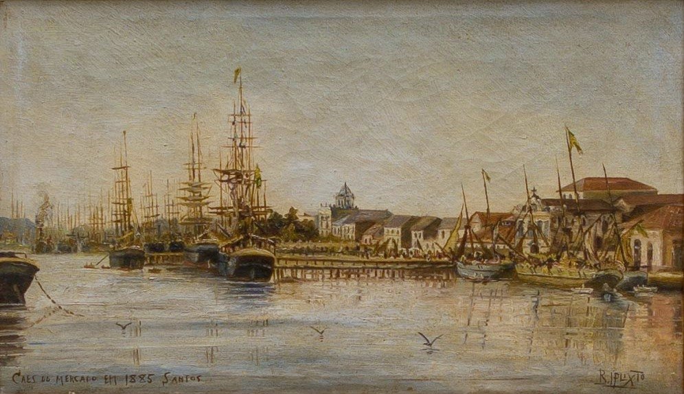 Market Quay vuonna 1885n Portugali: Cais do Mercado em 1885n tekijältä Benedito Calixto