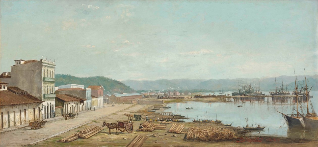 Benedito Calixto - Santosin konsulaatin satama, SP, 1887. tekijältä Benedito Calixto