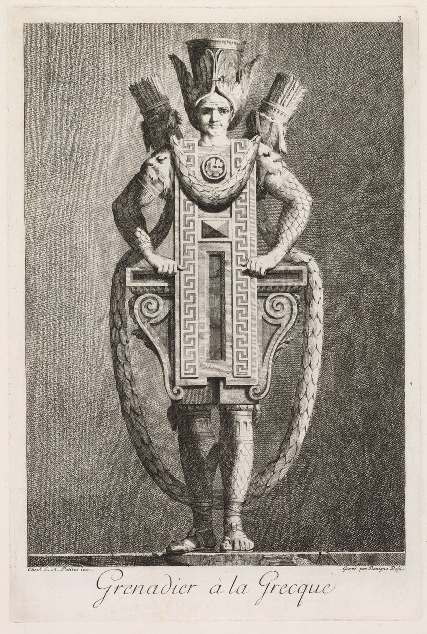 Masquerade à la Grecque: Grenadier à la Grecque, levy 3, 1771. tekijältä Benigno Bossi