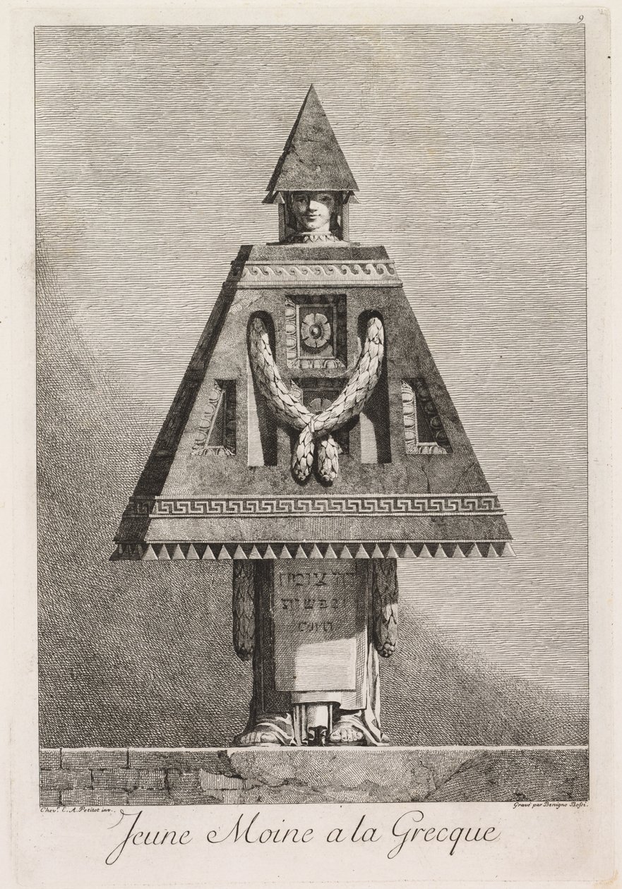 Masquerade à la Grecque: Nuori munkki à la Grecque -levy 9, 1771. tekijältä Benigno Bossi