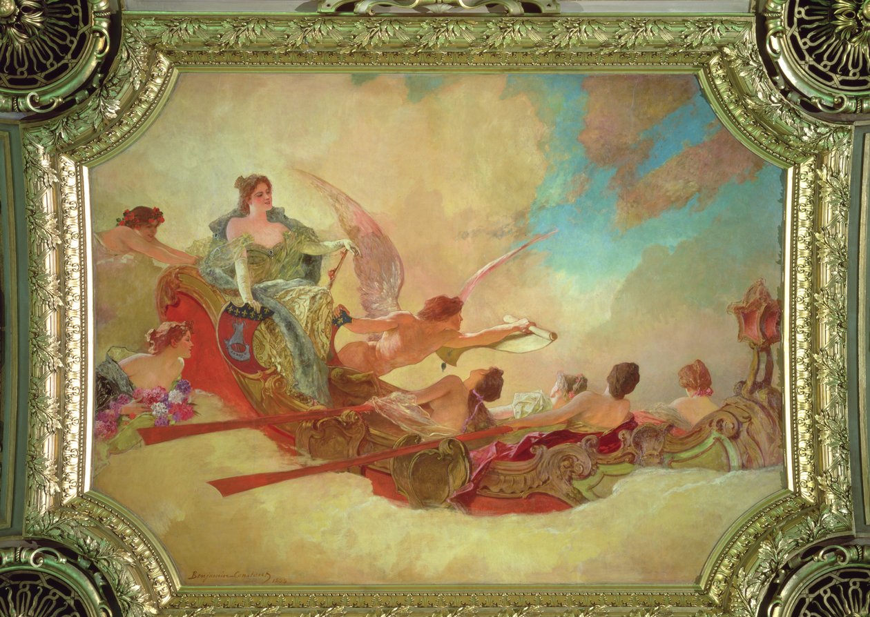 Pariisin kaupunki kutsuu maailmaa juhliinsa, 1895 (paneeli). tekijältä Jean Joseph Benjamin Constant