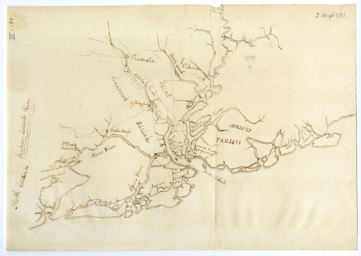 Charlestonin kartta, Etelä-Carolina, 3. elokuuta 1781. tekijältä Benjamin Lincoln