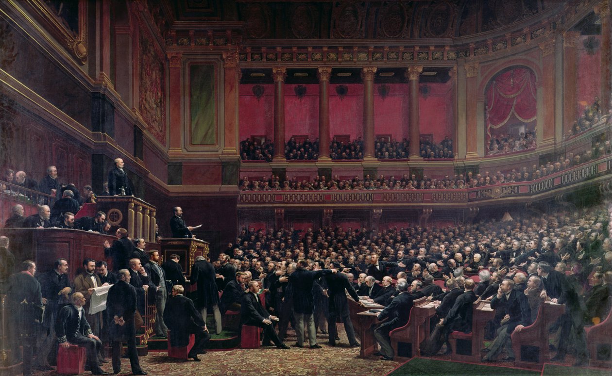 Louis Adolphe Thiers (1797-1877) Kansanedustajien ylistämä kokouksessa, 16. kesäkuuta 1877, n. 1878 tekijältä Benjamin Ulmann