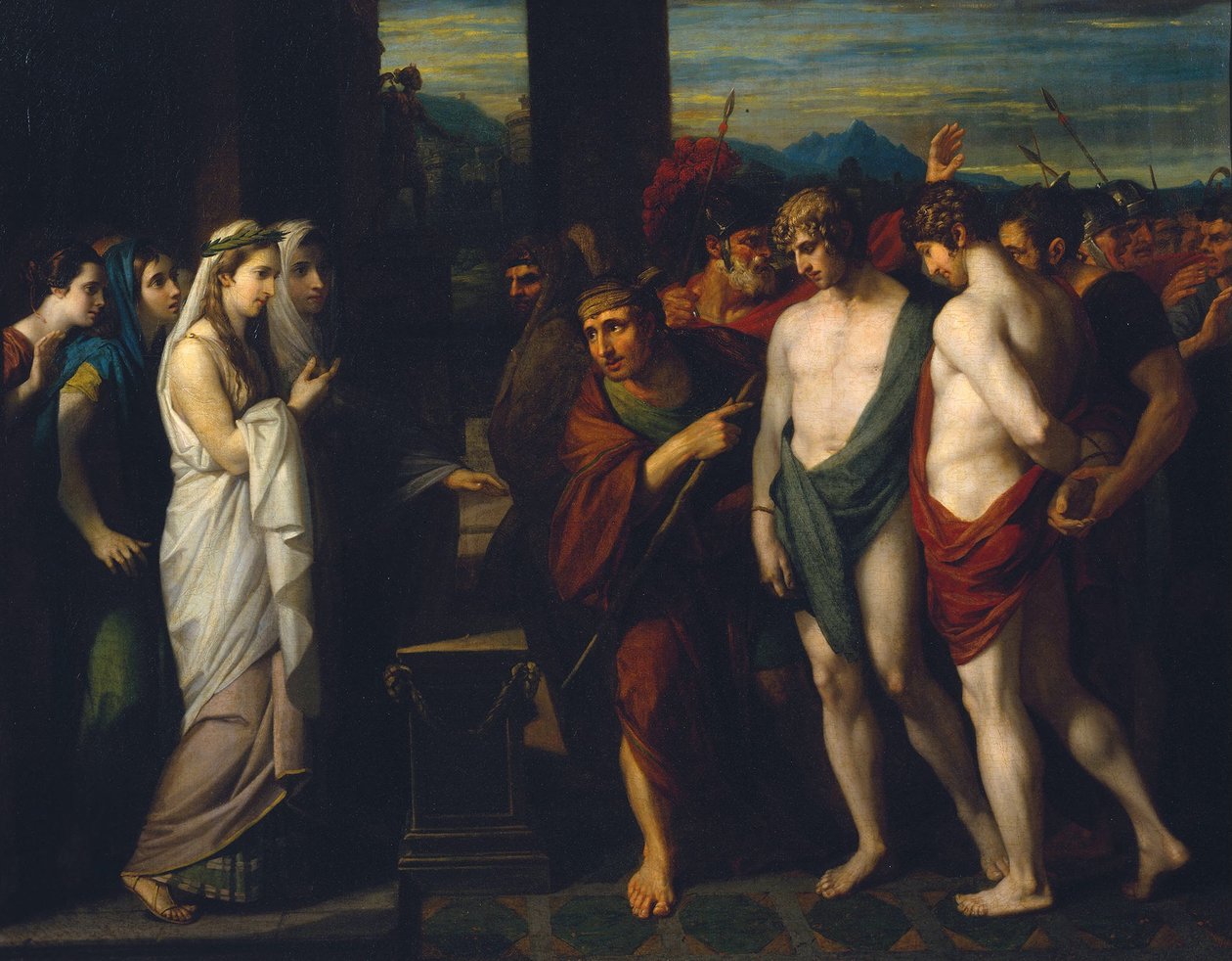 Pylades ja Orestes tuotiin uhreiksi ennen Iphigeniaa tekijältä Benjamin West