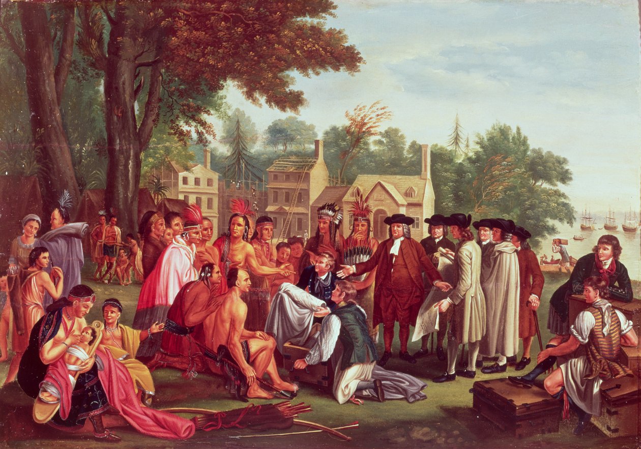 William Pennin sopimus intiaanien kanssa vuonna 1683 tekijältä Benjamin West