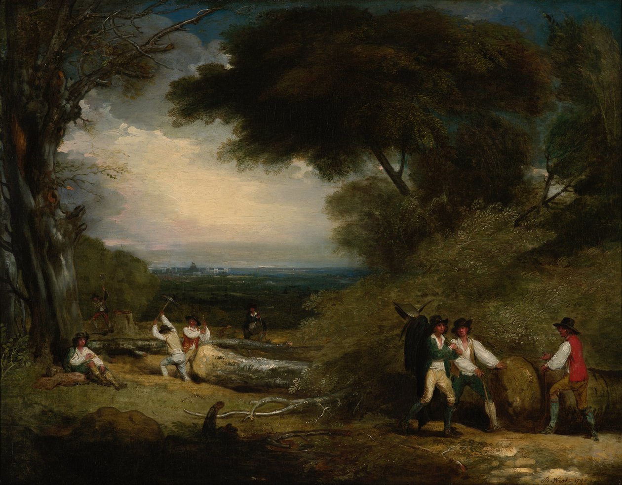 Puunleikkurit Windsorin puistossa tekijältä Benjamin West