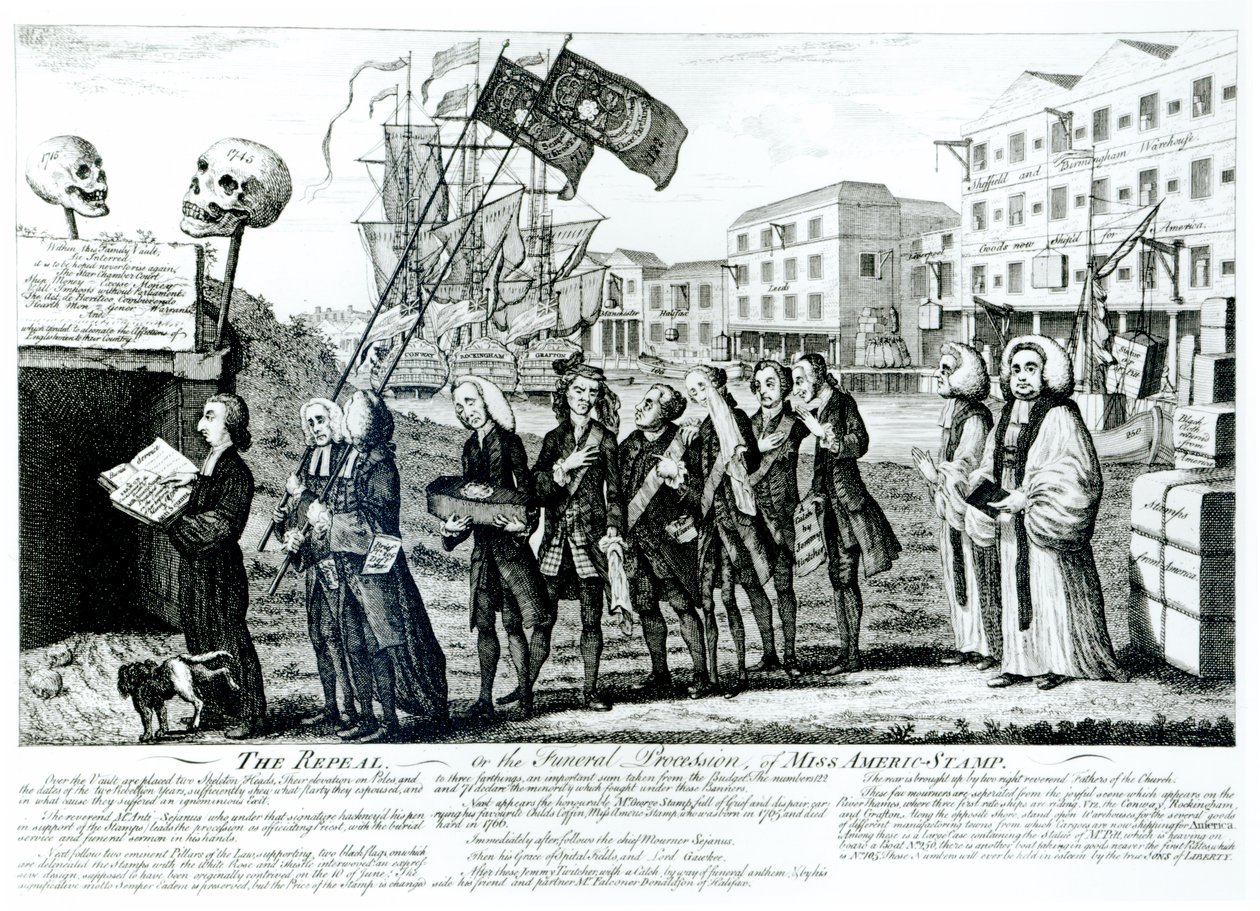 The Repeal, or the Funeral Procession of Miss Americ-Stamp, pub. 1766 tekijältä Benjamin Wilson