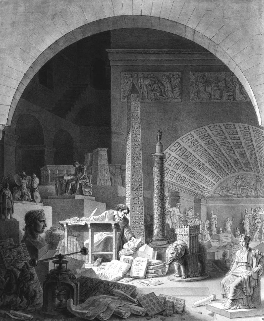 Dominique Vivant Denon (1747-1825) luetteloimassa Louvre-kokoelmaa tekijältä Benjamin Zix