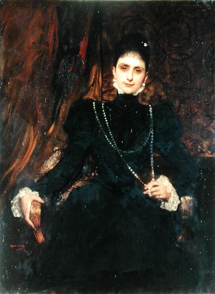 Mme M.S.n muotokuva Derviz, n. 1899 (öljy kankaalle) tekijältä Benjamin  Constant