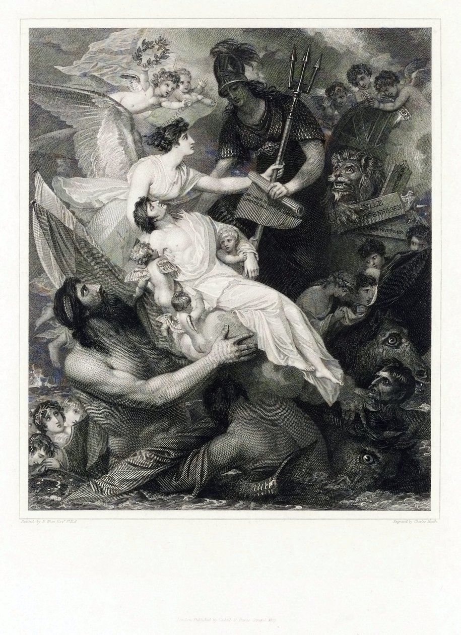 Horatio Nelsonin (1758-1805) Apotheosis (Apoteoosi) tekijältä Benjamin (after) West