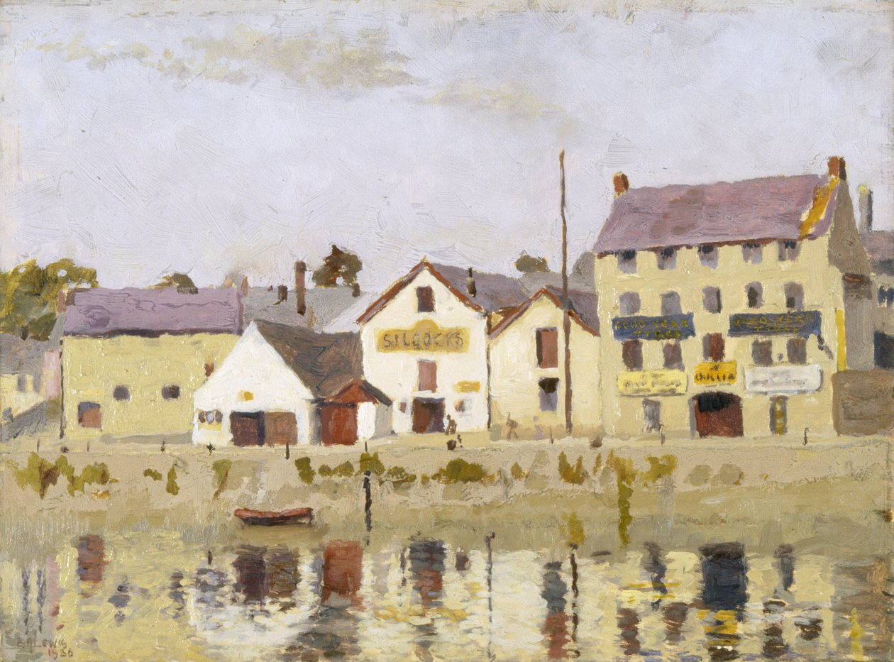 Carmarthenin laituri (öljy kartongille) tekijältä Benjamin Archibald Lewis