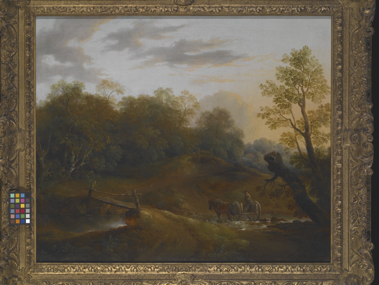Pony Cart Crossing A Woodland Brook (öljy kankaalle) tekijältä Benjamin Barker