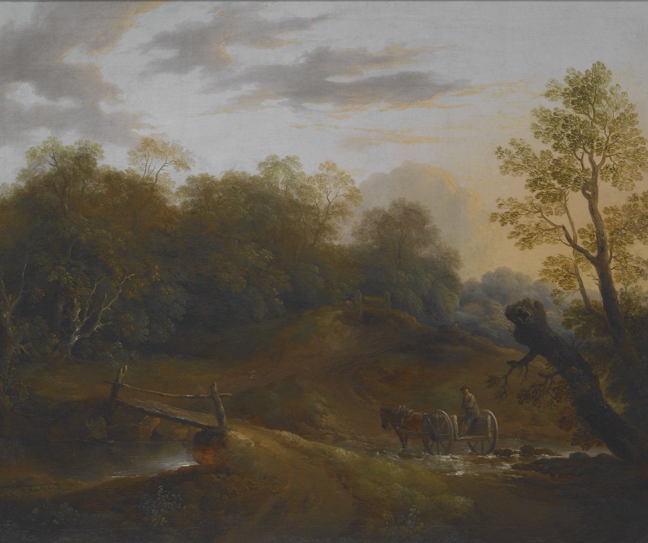 Ponikärryt ylittämässä Woodland Brookin, n. 1815 (öljy kankaalle) tekijältä Benjamin Barker
