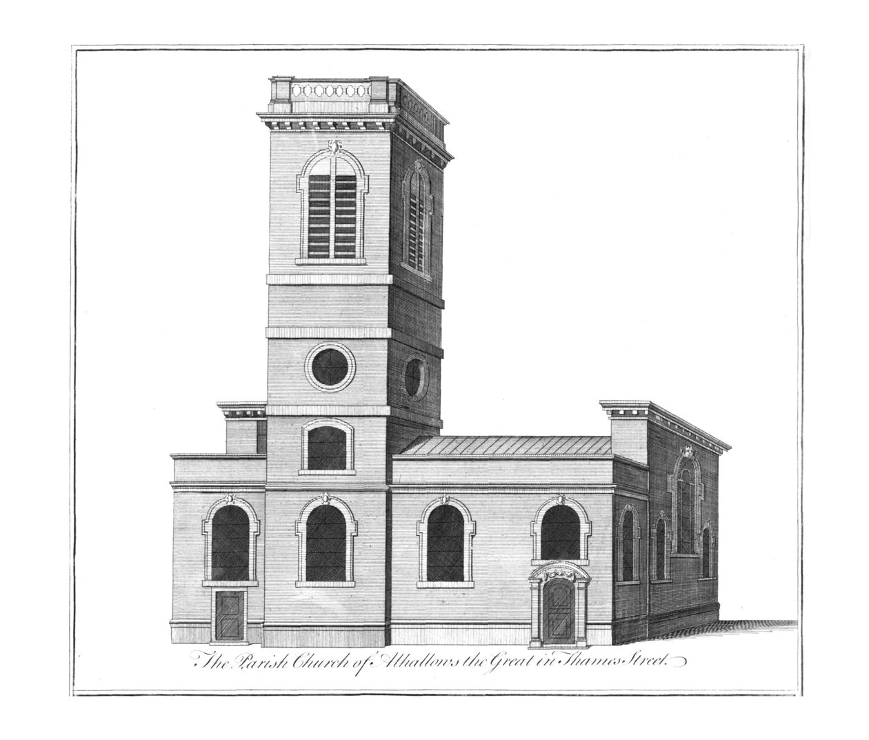 The Parish Church of Alhallows Great Thames Street., n. 1772 tekijältä Benjamin Cole