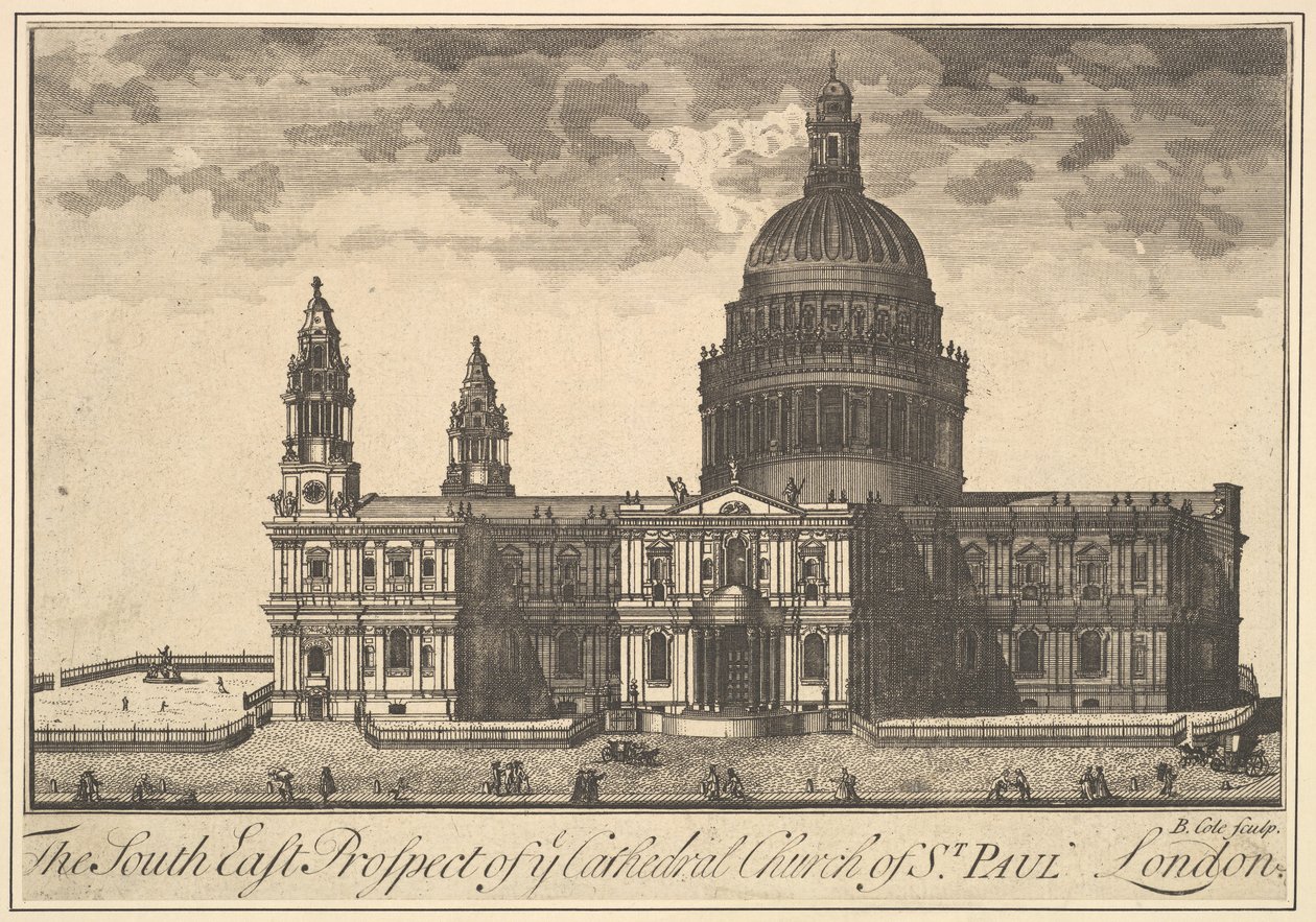 St. Paulin katedraalikirkon South East Prospect, London Overtons Prospects, 1720-30. tekijältä Benjamin Cole