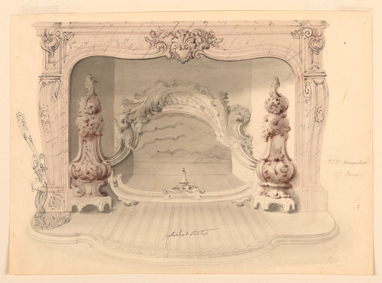 Piirustus, valurautainen ritilä, n. 1840. tekijältä Benjamin Dean Wyatt