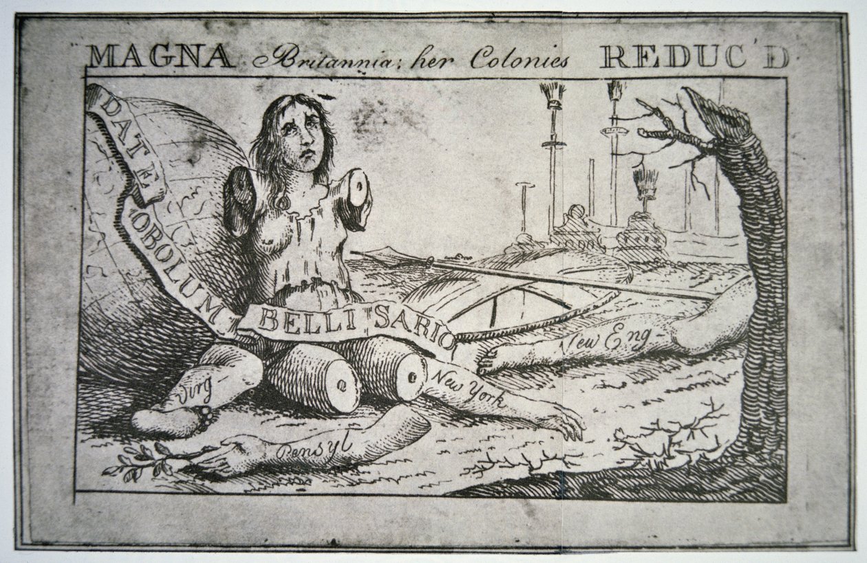 Iso-Britannia: sen siirtokuntia on vähennetty (litho) tekijältä Benjamin Franklin