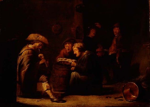 Tavernan sisätiloissa kaksi laulajaa ja säkkipilli (paneeli) tekijältä Benjamin Gerritsz. Cuyp