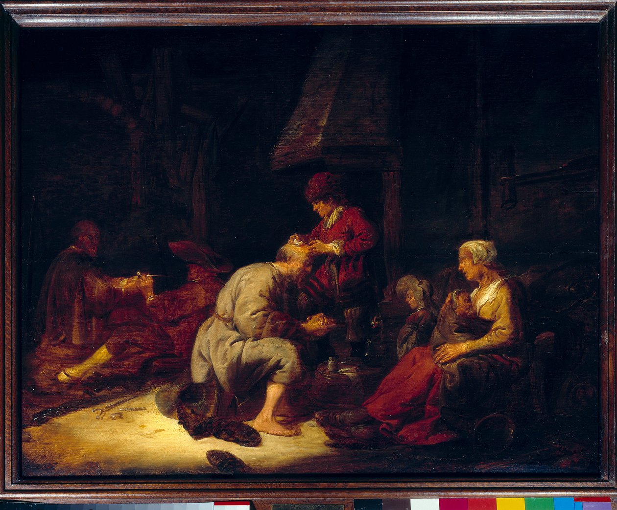 Leikkauksessa suurennuslasikirurgi leikkii yhtä potilaansa päähän. Benjamin Gerritsz Cuypin maalaus tekijältä Benjamin Gerritsz. Cuyp