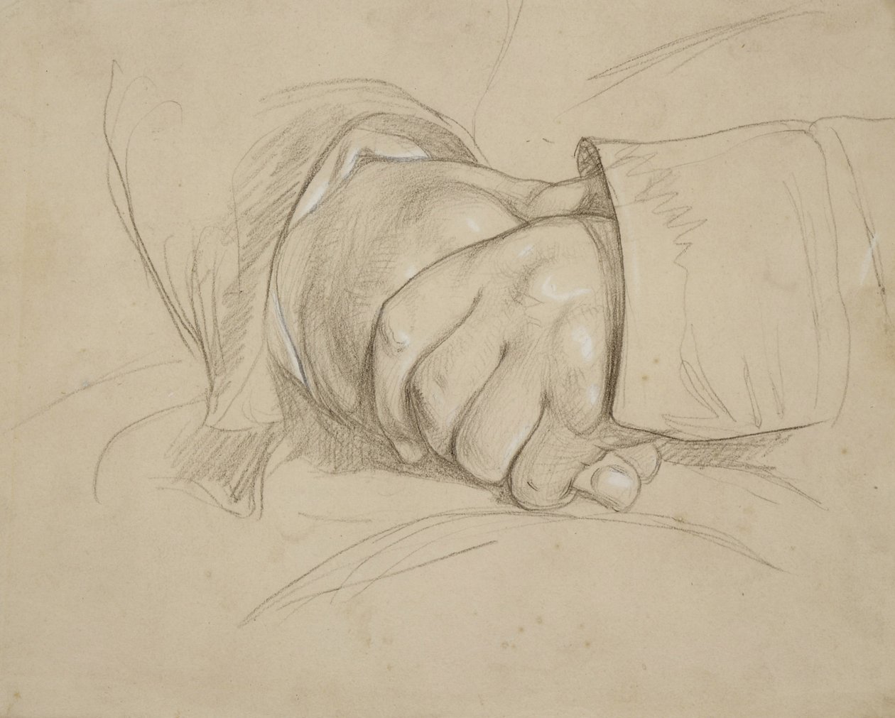 Clusped Hands, sanotaan olevan runoilija William Wordsworthin kädet tekijältä Benjamin Haydon