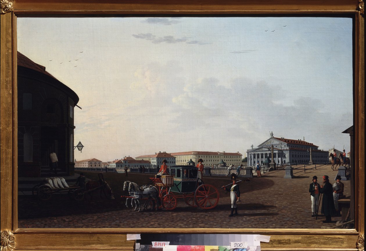 Keisarillinen teatteri Bolchoi Kamenny Pietarissa. Benjamin Paterssenin (1748-1815) maalaus öljy kankaalle tekijältä Benjamin Patersson