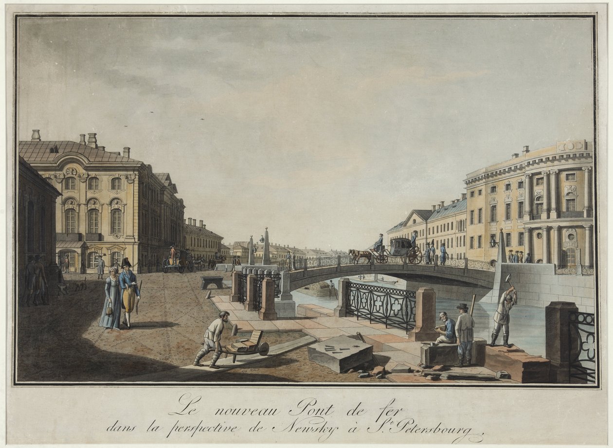 Näkymä Pietarin vihreälle sillalle - Benjamin Paterssen (1748-1815). Etsaus, akvarelli, vuoden 1808 jälkeen. Pietarin valtionhistoriallinen museo tekijältä Benjamin Patersson