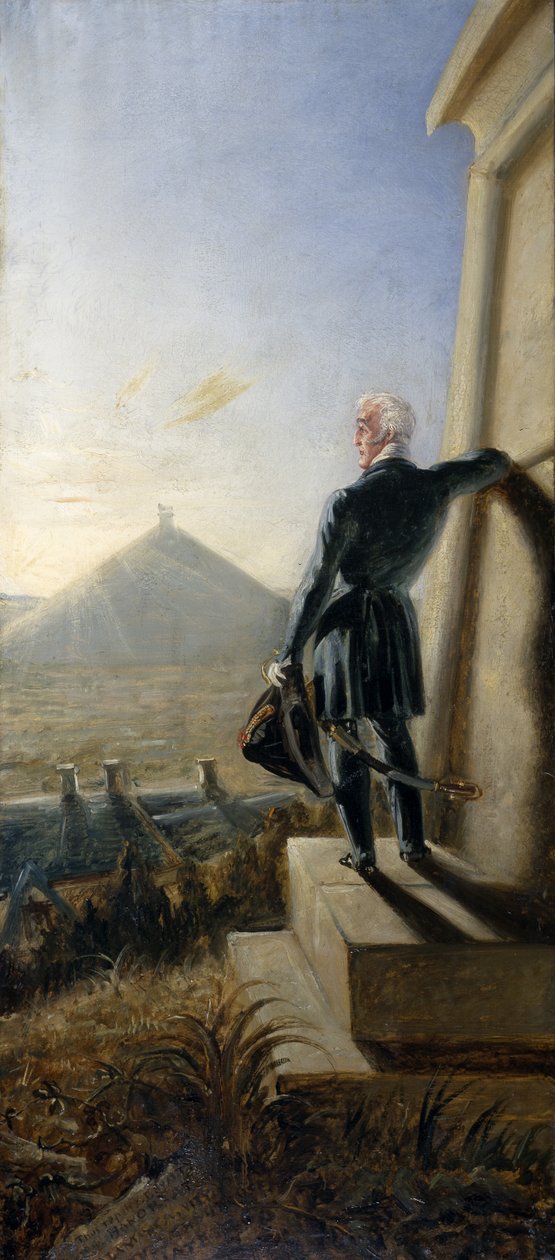 Wellingtonin herttua pohtii Waterloon kentällä, n. 1844 (öljy kankaalle) tekijältä Benjamin Robert Haydon