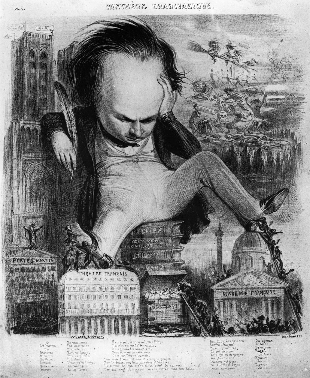 Karikatyyri Victor Hugosta (1802-85) Le Pantheon Charivariquesta, 1800-luku tekijältä Benjamin Roubaud