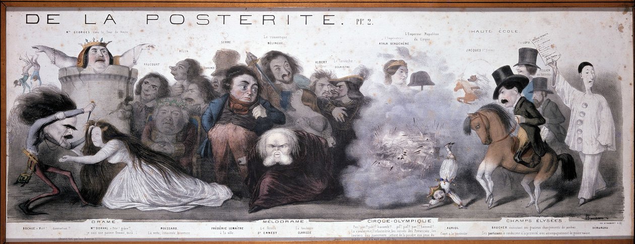 Le grand chemin de la posterity: tragedian ja komedian esitys (Dorval jne...) - Litografia Benjamin Roubaud, Maison de Balzac, Paris tekijältä Benjamin Roubaud