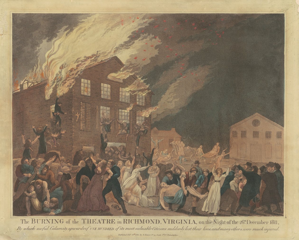 The Burning of the Theatre Richmondissa, Virginiassa tekijältä Benjamin Tanner
