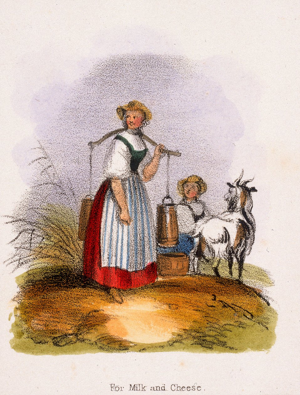 Maito ja juusto, c1845 tekijältä Benjamin Waterhouse Hawkins