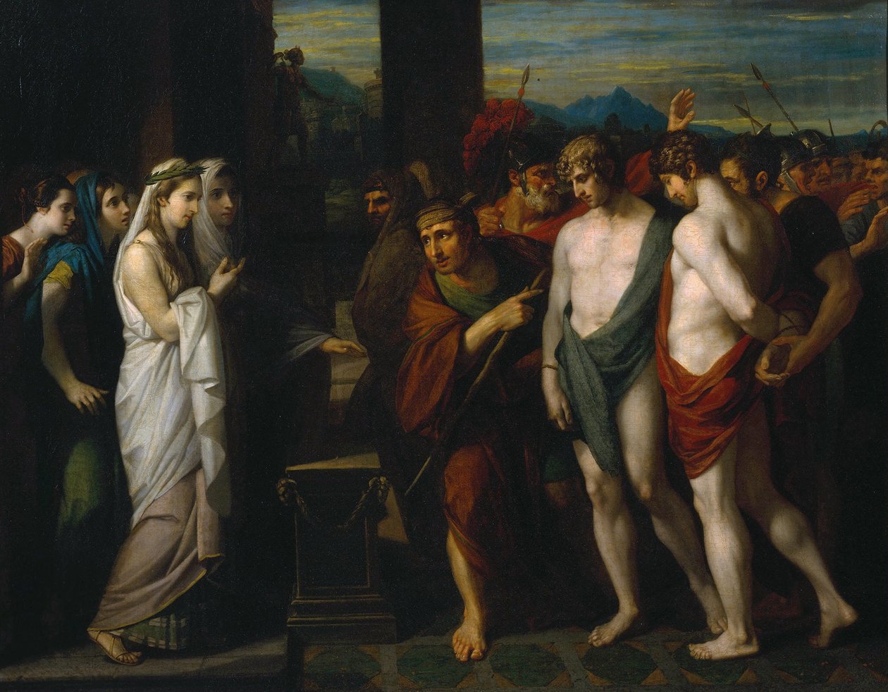 Pylades ja Orestes tuotiin uhreiksi ennen Iphigeniaa tekijältä Benjamin West