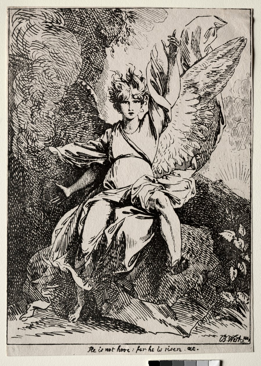 Polyautografian näytteet: Enkeli Kristuksen haudalla, 1801. tekijältä Benjamin West