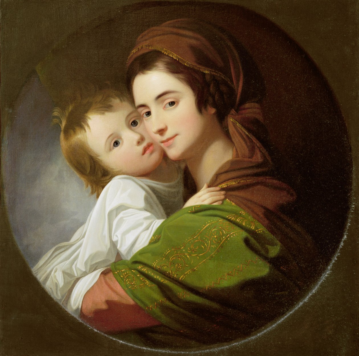 Taiteilijan vaimo Elizabeth ja heidän poikansa Rafael, n. 1773 (öljy kankaalle) tekijältä Benjamin West