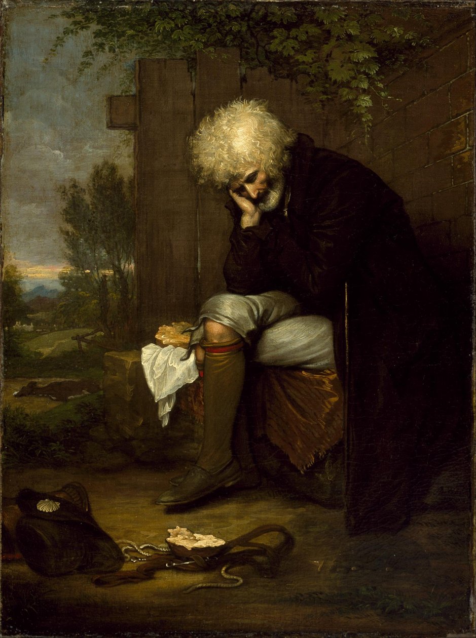 Pyhiinvaeltaja, joka suree kuollutta aasiaan tekijältä Benjamin West
