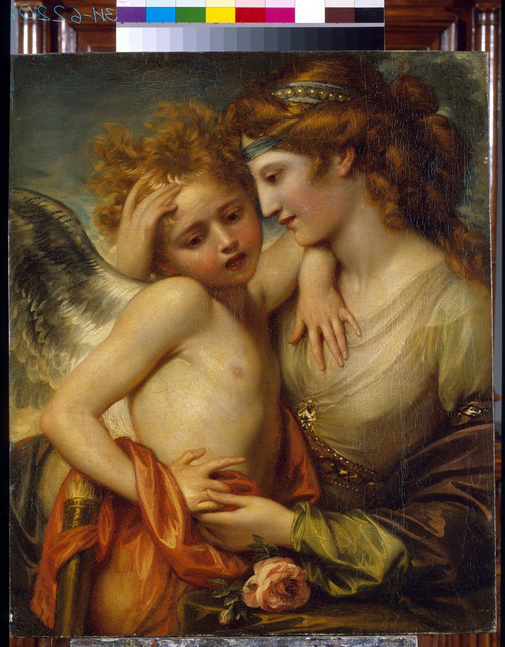 Amor lohduttavaa Venusta pistää mehiläinen. (Venus lohduttaa Cupidoa mehiläisen pistosta). Benjamin Westin (1738-1820) maalaus öljy kankaalle tekijältä Benjamin West
