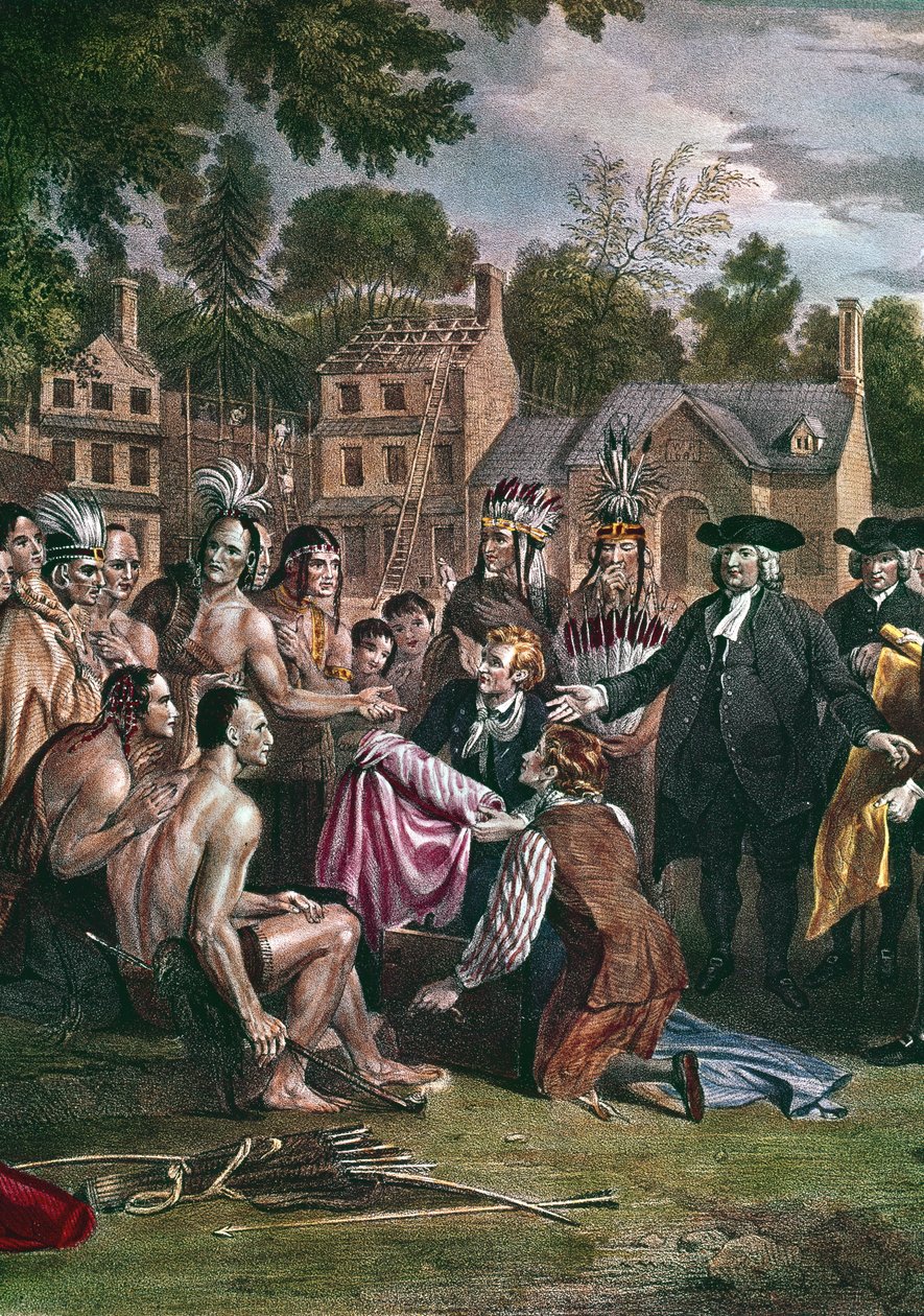 William Penn, englantilainen kveekereiden siirtolainen, hoitamassa syntyperäisiä pohjoisamerikkalaisia, 1682 1771-1772 tekijältä Benjamin West