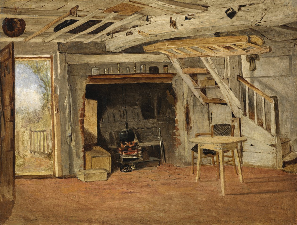 Tutkimus mökin sisustuksesta, n. 1869 tekijältä Benjamin Williams Leader