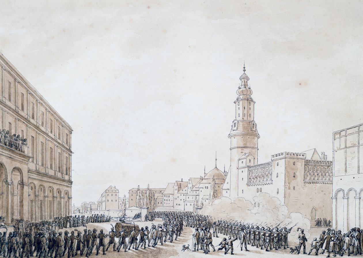 Ranskalaisen upseerin hautajaiset Weimarissa, lokakuussa 1806 (piirustus) tekijältä Benjamin Zix