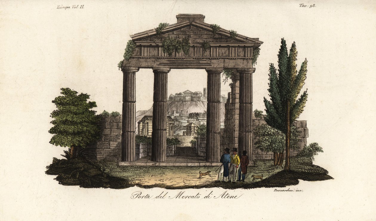 Athena Archegetisin portin rauniot, Rooman agoralla tai Forum Romanumilla, Ateena, Kreikka tekijältä Bennardoni Bennardoni